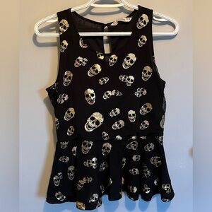 GUC Two black and gold sleeveless peplum tops